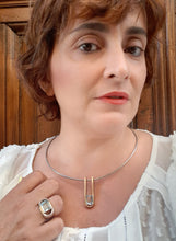 Carica l'immagine nel visualizzatore di Gallery, Collana argento, bronzo e topazio BAHAUS