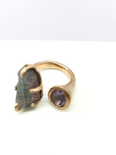 将图片加载到图库查看器，Anello bronzo Tormalina e Ametista mis 14