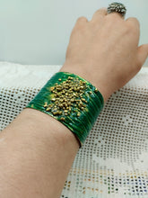 将图片加载到图库查看器，Bracciale bronzo e smalto BAHARY verde