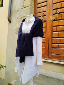 Sciarpa Cashmere Spighe BLU NAVY