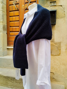 Sciarpa Cashmere Spighe BLU NAVY