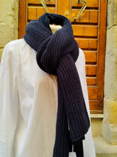 Carica l&#39;immagine nel visualizzatore di Gallery, Sciarpa Cashmere Spighe BLU NAVY