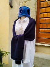 Carica l&#39;immagine nel visualizzatore di Gallery, Sciarpa Cashmere Costine BLU NAVY