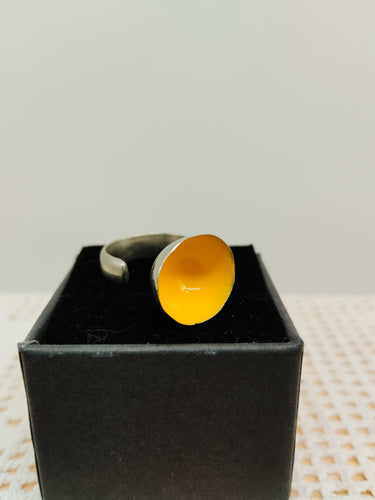 Anello argento e smalto VULCANO Giallo mis. 13