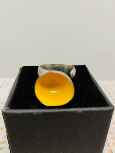 Anello argento e smalto VULCANO Giallo mis. 8