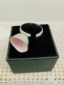 Anello argento e smalto VULCANO Rosa pallido mis. 12