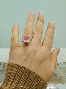 Anello argento e smalto VULCANO Rosa pallido mis. 13