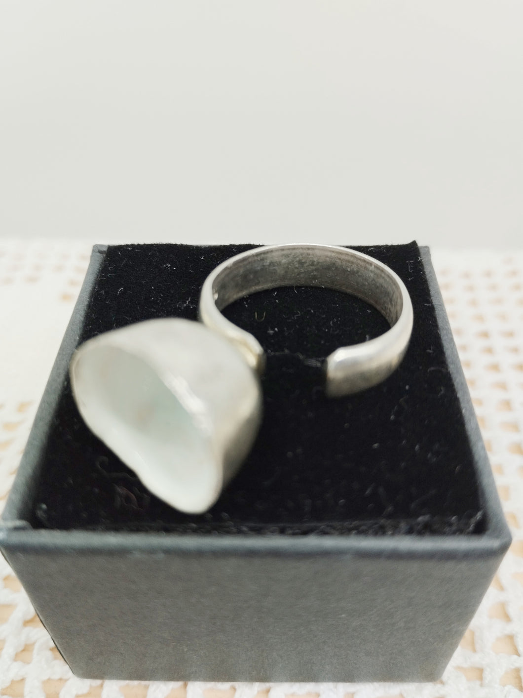 Anello argento e smalto VULCANO Bianco  mis. 11