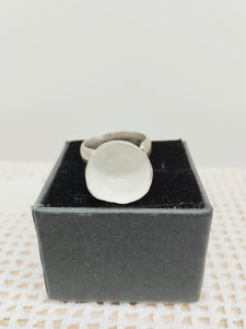 Anello argento e smalto VULCANO Bianco  mis. 11