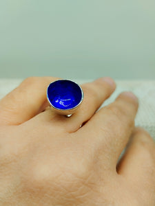 Anello argento e smalto VULCANO Blu  mis. 13