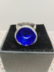 Anello argento e smalto VULCANO Blu  mis. 13