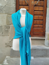 Carica l&#39;immagine nel visualizzatore di Gallery, Sciarpa Cashmere TURQUOISE