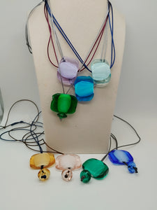 Collana vetro QUADRO Celeste Trasparente