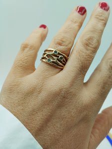 Anello bronzo e TOPAZI MISURA 19 / 20 ALGHE