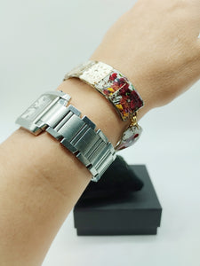 Bracciale con orologi QUADRATI BASSI fiori 74