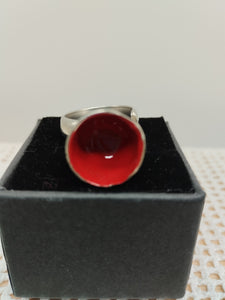 Anello argento e smalto VULCANO Rosso mis.16