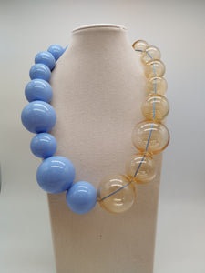 Collana vetro MOZZO Celeste / Giallo
