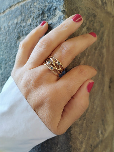 Anello bronzo e TOPAZI MISURA 19 / 20 ALGHE