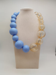 Collana vetro MOZZO Celeste / Giallo