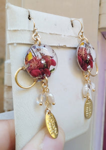 Orecchini con orologi FLORA ROSSO SCURO