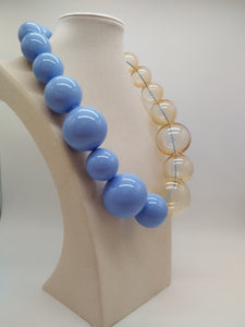Collana vetro MOZZO Celeste / Giallo