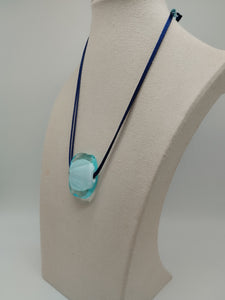 Collana vetro QUADRO Celeste Trasparente