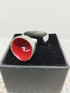 Anello argento e smalto VULCANO Rosso mis.16