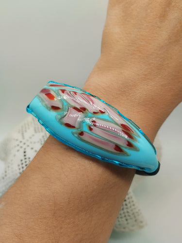 Bracciale vetro STONE CELESTINO Bordeaux Avana