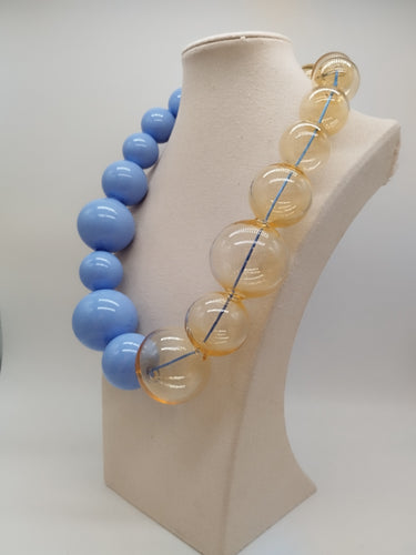 Collana vetro MOZZO Celeste / Giallo