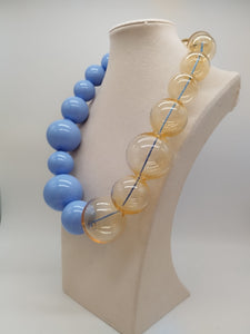 Collana vetro MOZZO Celeste / Giallo