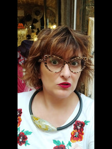 Collana vetro GLIMMER Giallo/Celeste