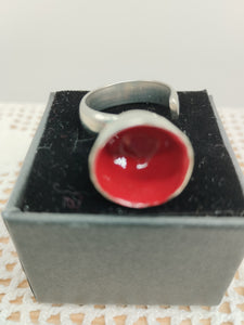 Anello argento e smalto VULCANO Rosso mis.16