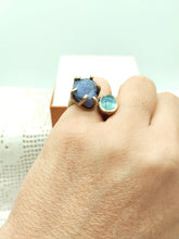 将图片加载到图库查看器，Anello bronzo Tanzanite e acquamarina  Size 11 / 12