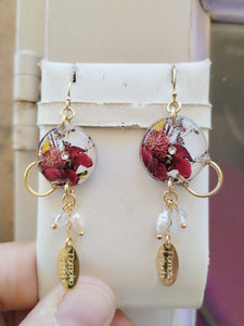 Orecchini con orologi FLORA ROSSO SCURO