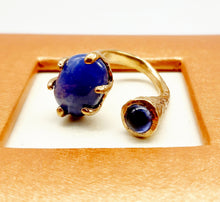 画像をギャラリービューアに読み込む, Anello bronzo, tanzanite e piccola  jolite