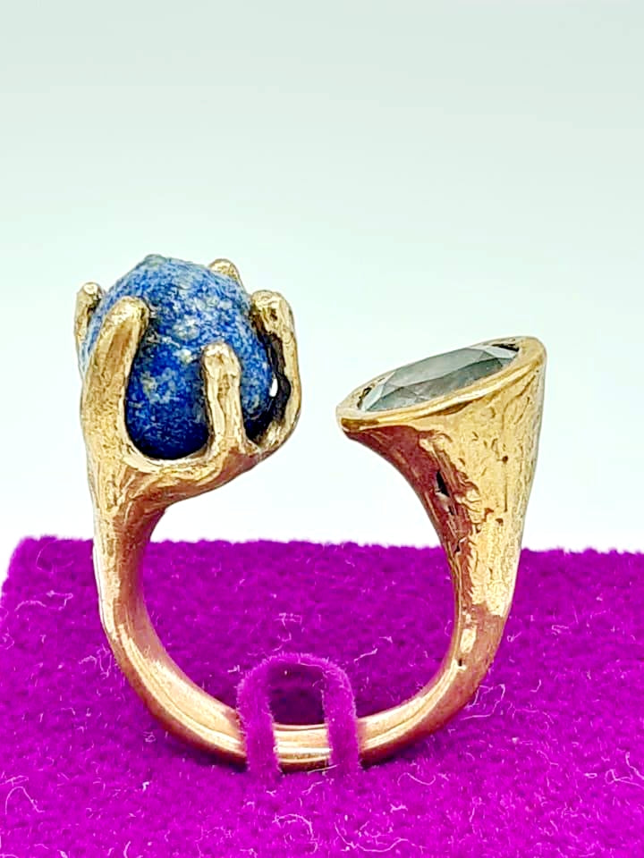 Anello bronzo e  pietre semipreziose