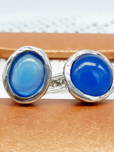 Anello argento e due agate blu Mis 11/12