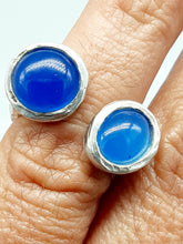 将图片加载到图库查看器，Anello argento e due agate blu Mis 11/12