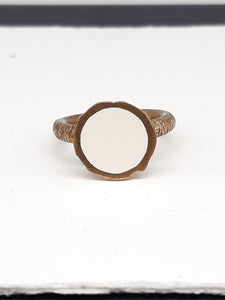 Anello  bronzo e smalto/enamel BIANCO