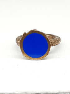 Anello  bronzo e smalto/enamel BLU SCURO