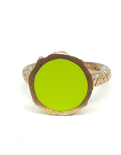 Anello  bronzo e smalto/enamel VERDE ACIDO