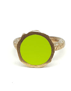 Anello  bronzo e smalto/enamel VERDE ACIDO