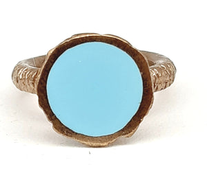 Anello  bronzo e smalto/enamel CELESTE