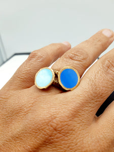 Anello  bronzo e smalto/enamel CELESTE