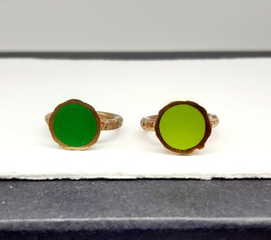 Anello  bronzo e smalto/enamel VERDE ACIDO