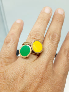 Anello  bronzo e smalto/enamel VERDE SCURO