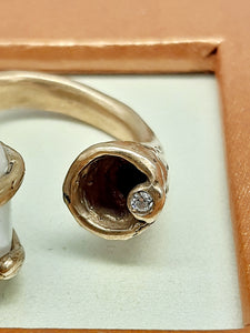 Anello bronzo, perla e diamante