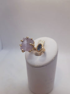 Anello bronzo, kunzite e acquamarina Mis 14/15