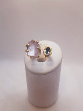 Carica l&#39;immagine nel visualizzatore di Gallery, Anello bronzo, kunzite e acquamarina Mis 14/15