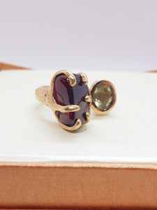 Anello bronzo, granato e quarzo lemon